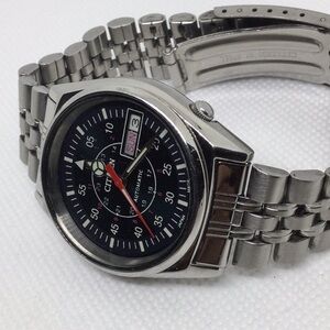 Citizen Stainless Steel Men's Watch with Black Dial and Red Accents